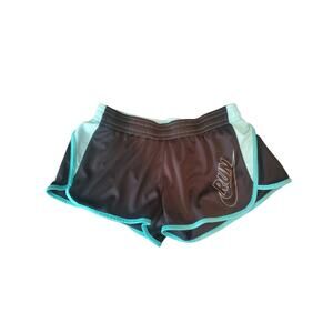 Nike Dri-fit running "Run"logo  shorts size medium black and teal lined